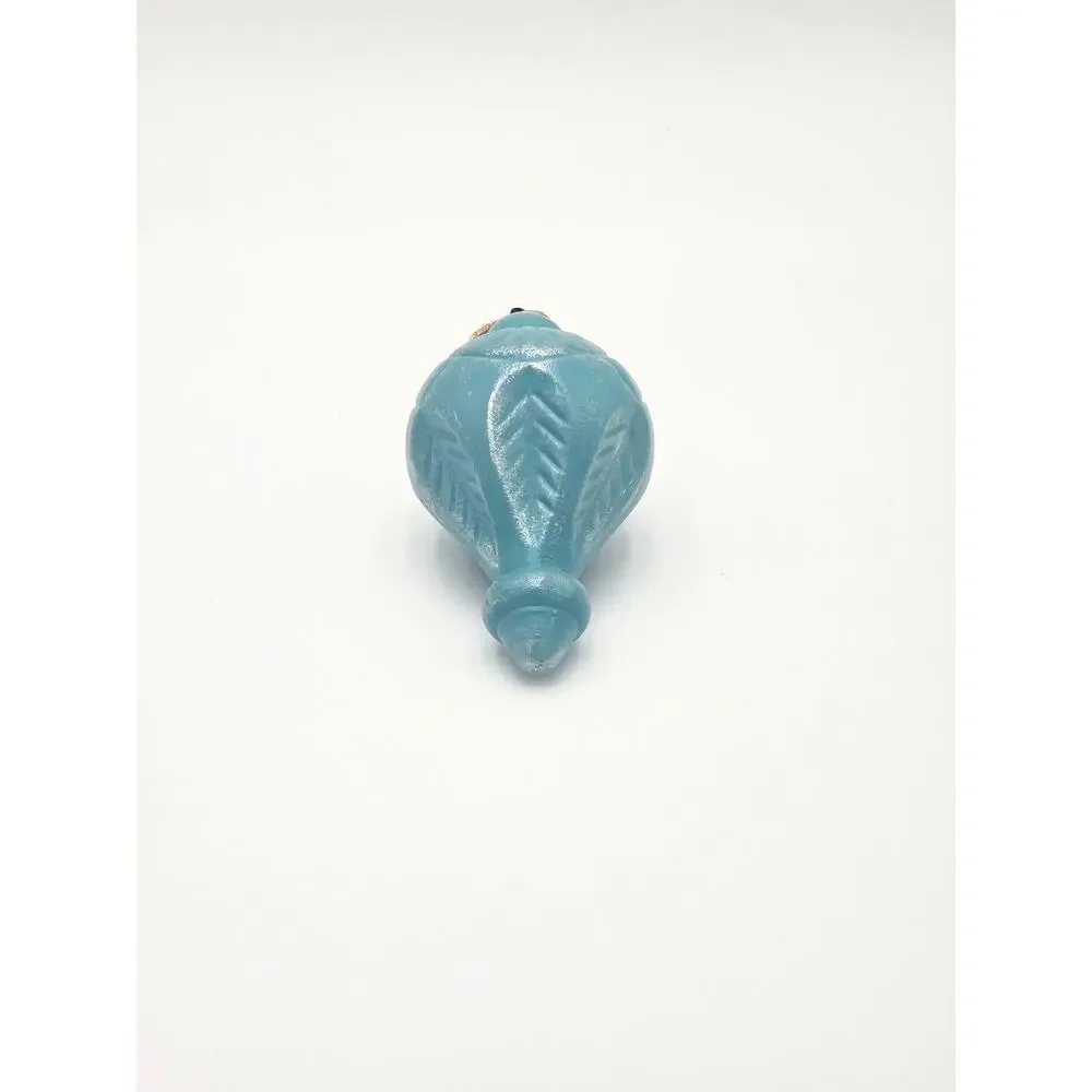 Upcycled Carved Ornament – Rustic Vintage‑Style Decor, Turquoise Christmas